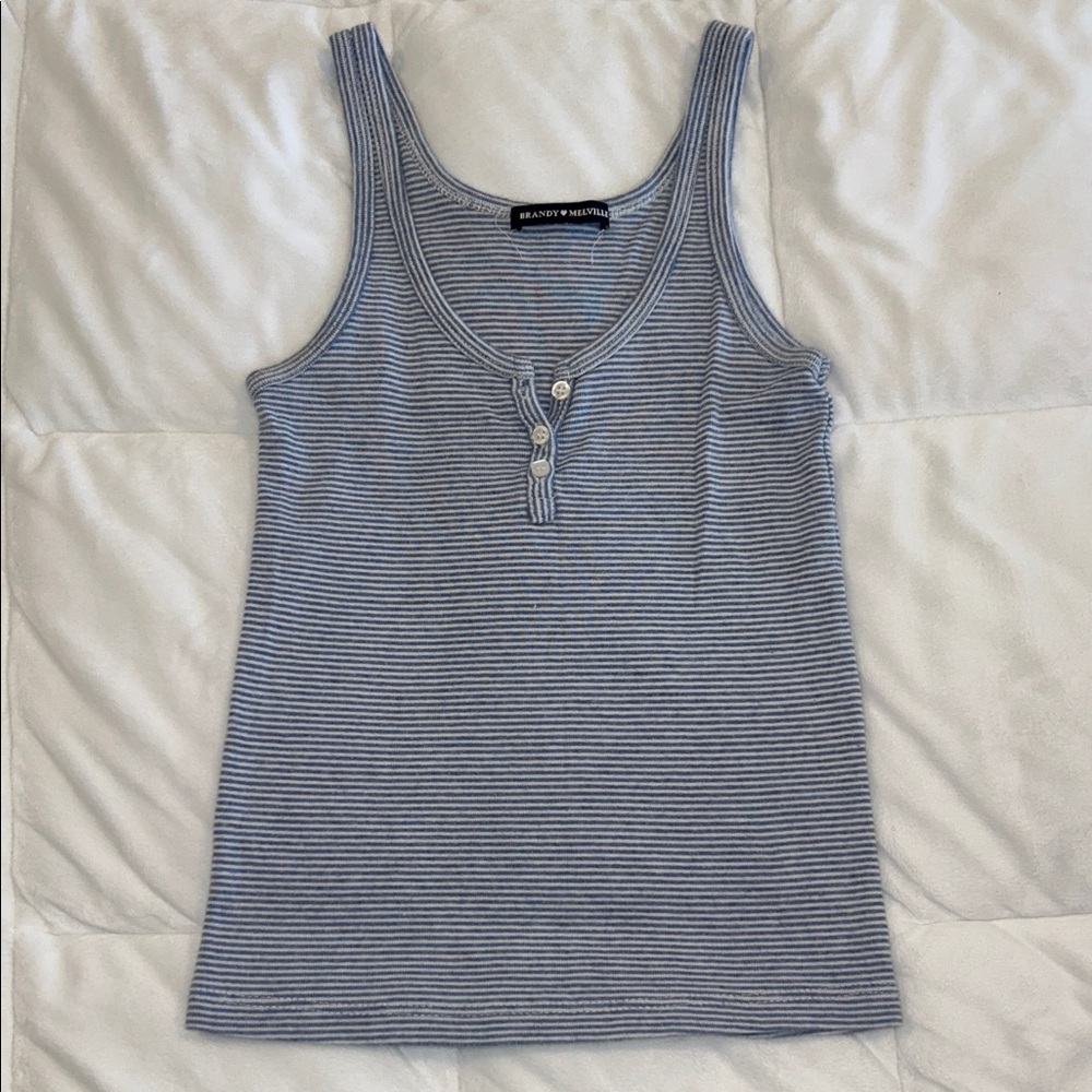 Brandy Melville Gray Striped Tank Top